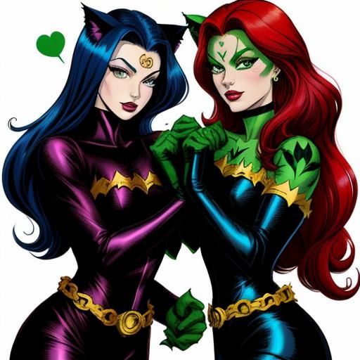 Catwoman and Poison Ivy Affectionate Embrace