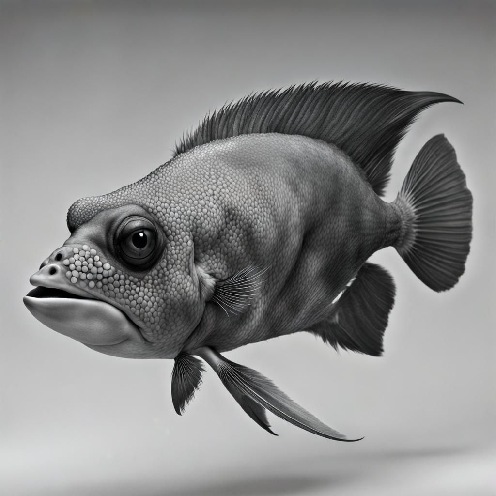 Detailed Fish-Man Portrait in Hyperreal Style