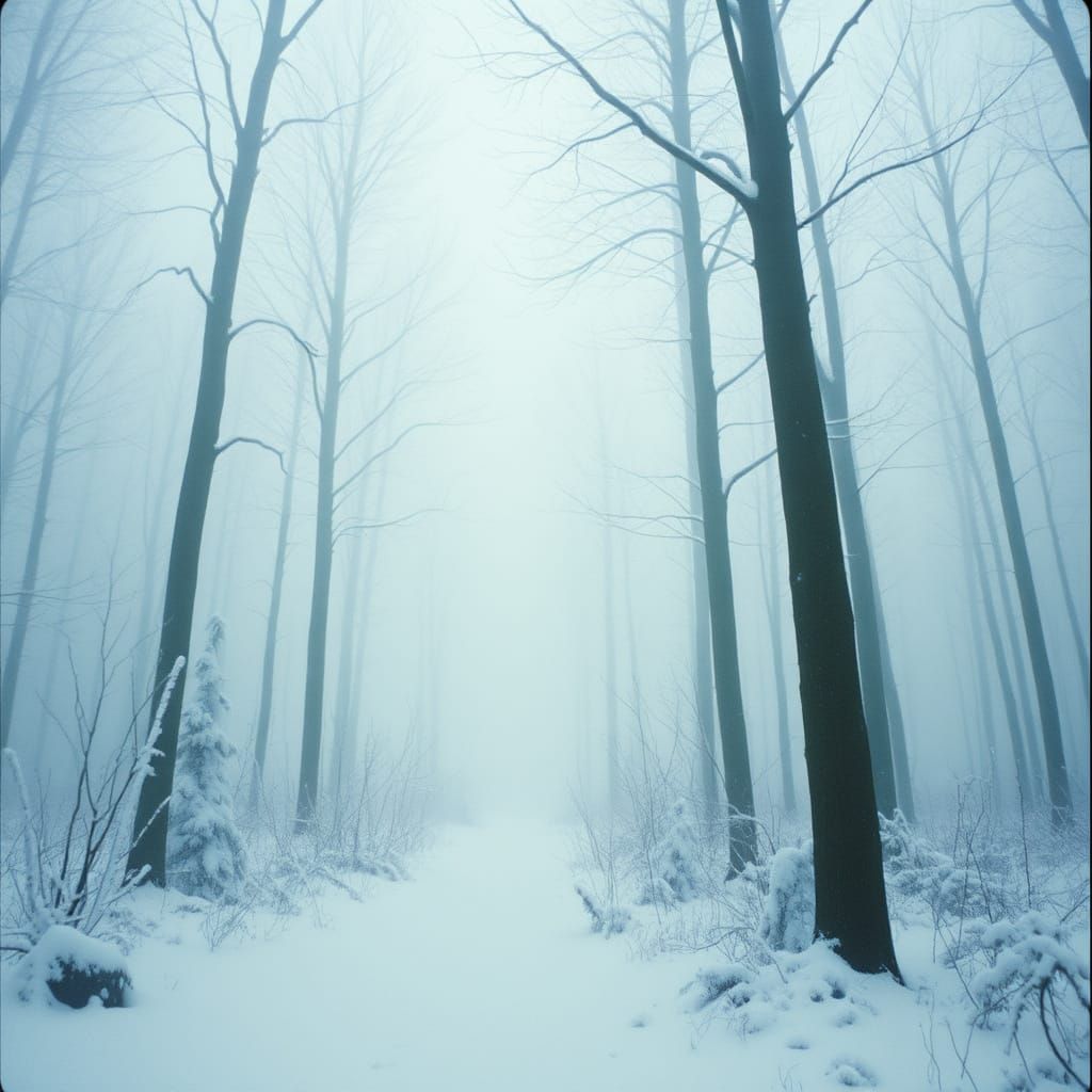Misty Winter Woods in Cinematic Style