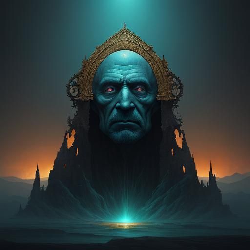 Old Man in Golden Frame: Surreal Matte Painting