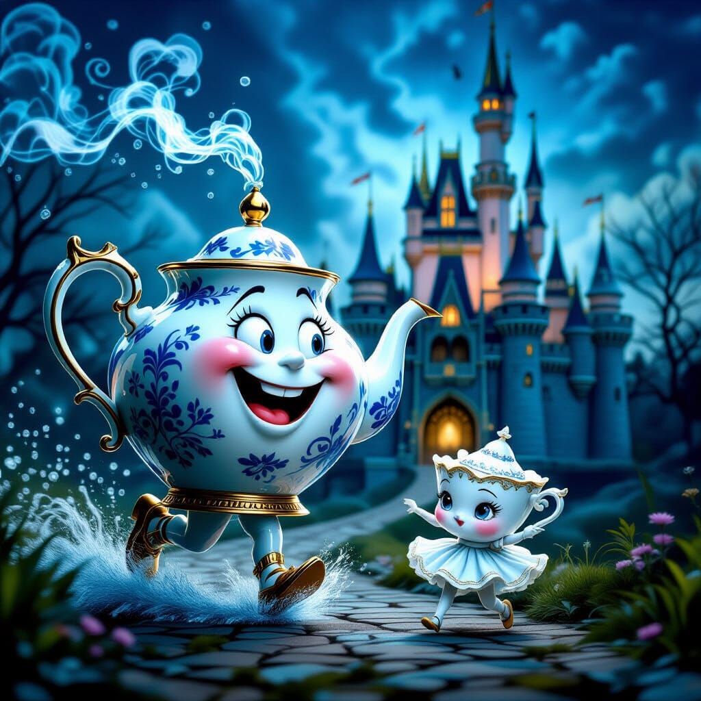 Anthropomorphic Teapot Escapes Fairy Tale Castle