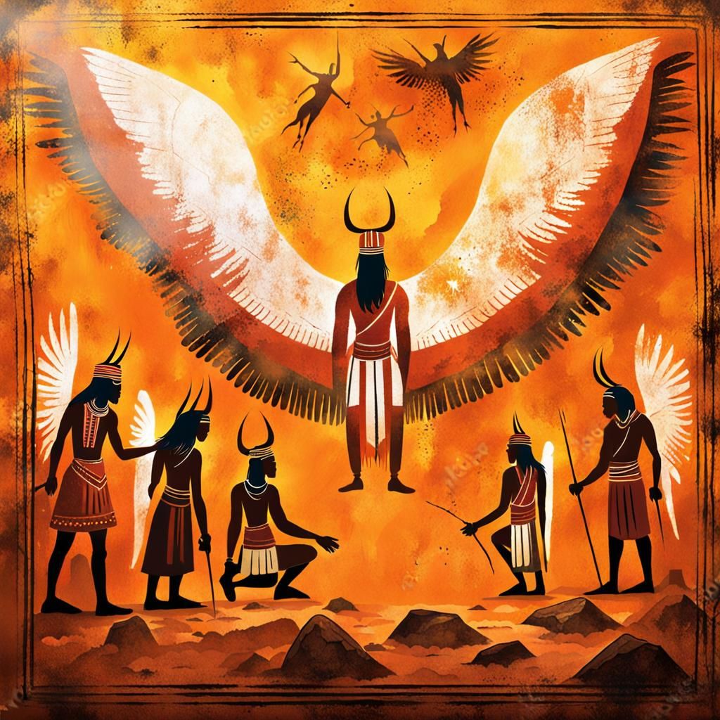 Ancient Cave Painting of Winged Being