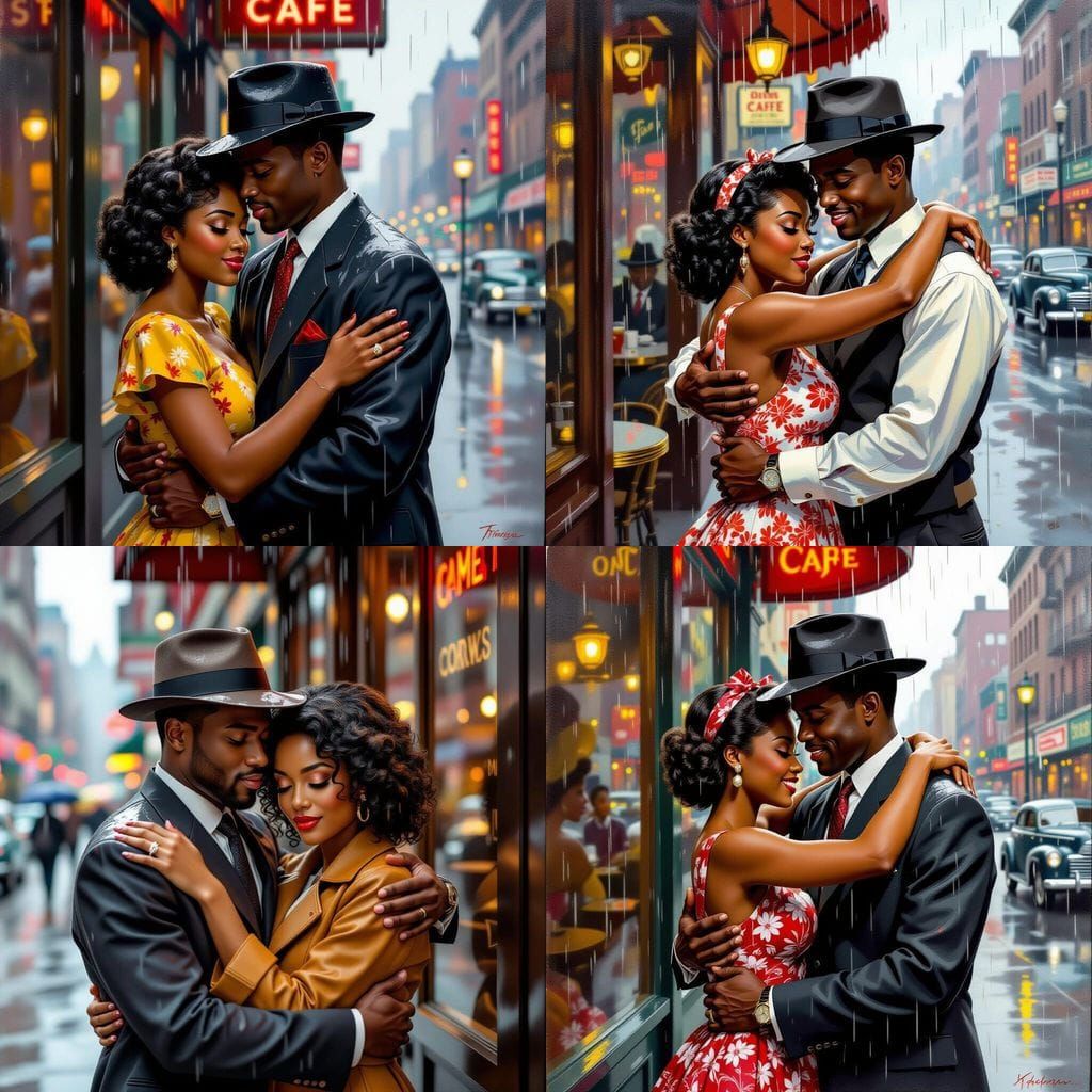 Hyper-realistic digital art. Medium shot. A young [African A...