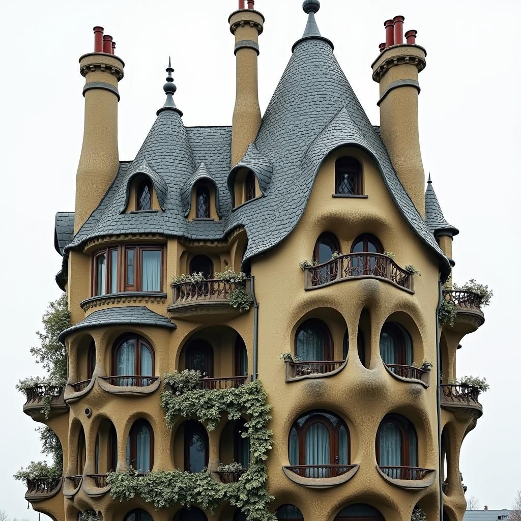 Organic Architecture: A Curvy House with Ironwork Balconies