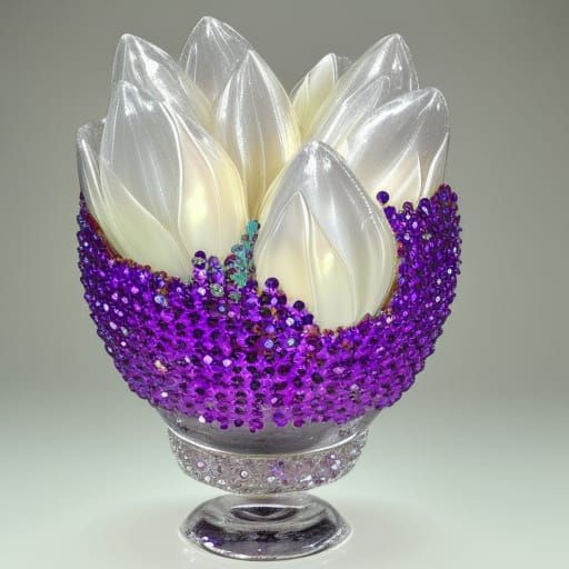 Ethereal Jeweled Crystal Tulip in Vase