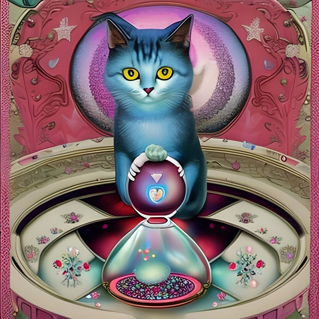 Psychic Cat Valentine Party in Hypermaximalist Style