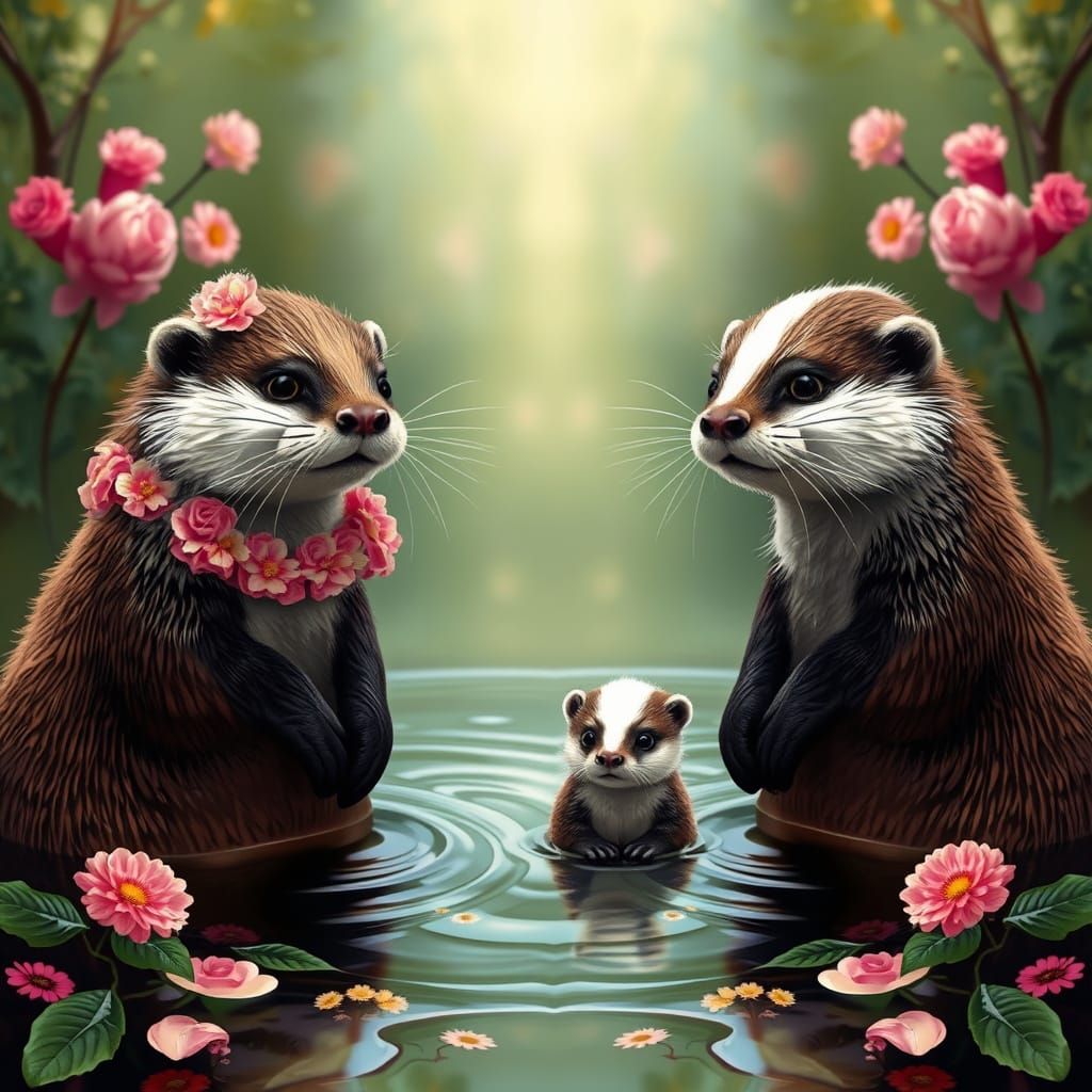 Otters and Skunks in Children's Clothes