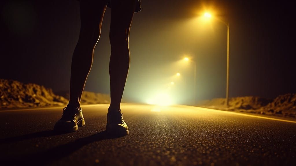 Surreal Anti-Hero in Creepy Nighttime Landscape