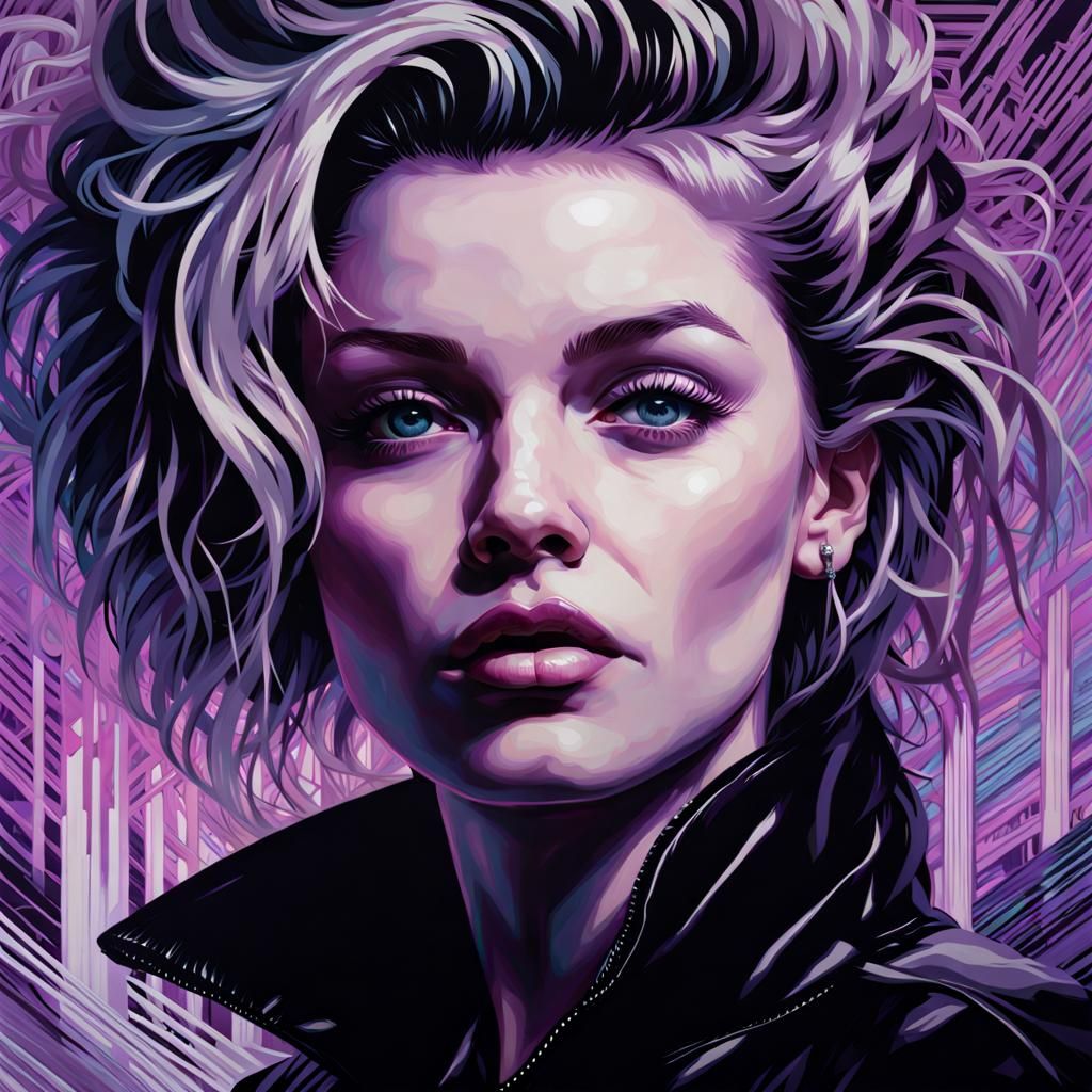 Androgynous Laura Palmer in Glitchcore Airbrush Art