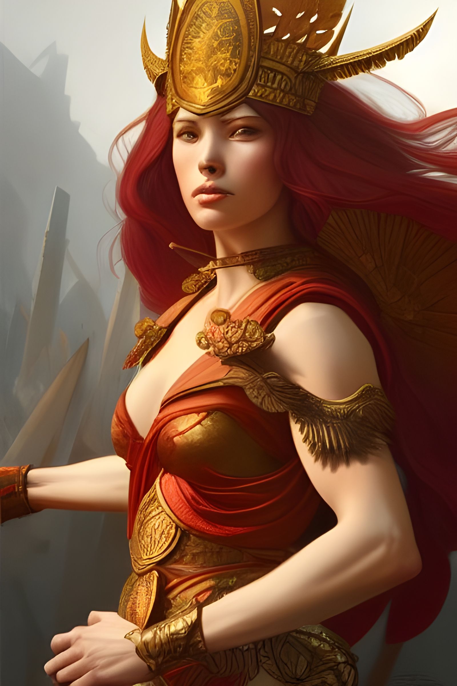 Detailed Digital Painting of a War Goddess