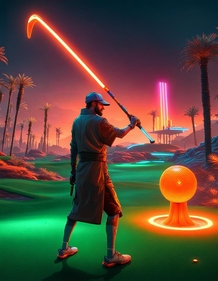 Jedi Golfing in Cyberpunk Wonderland