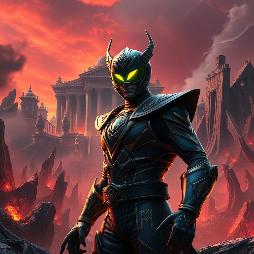 Power Ranger Hades in Dark Gothic Fantasy Style