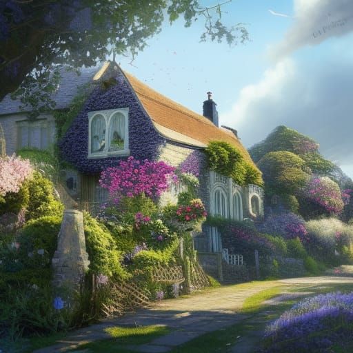 Victorian Seaside Village with Flower Garden