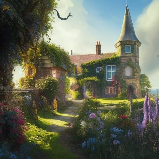 Victorian Seaside Village with Flower Garden