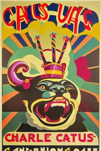 Vintage Circus Poster in Garish Colors