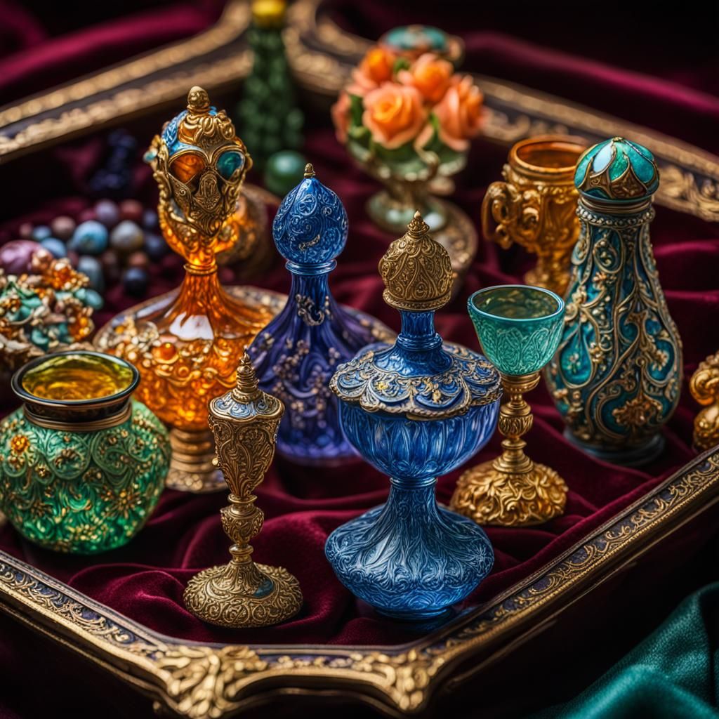 Enameled Glass Figurines Still Life Photography