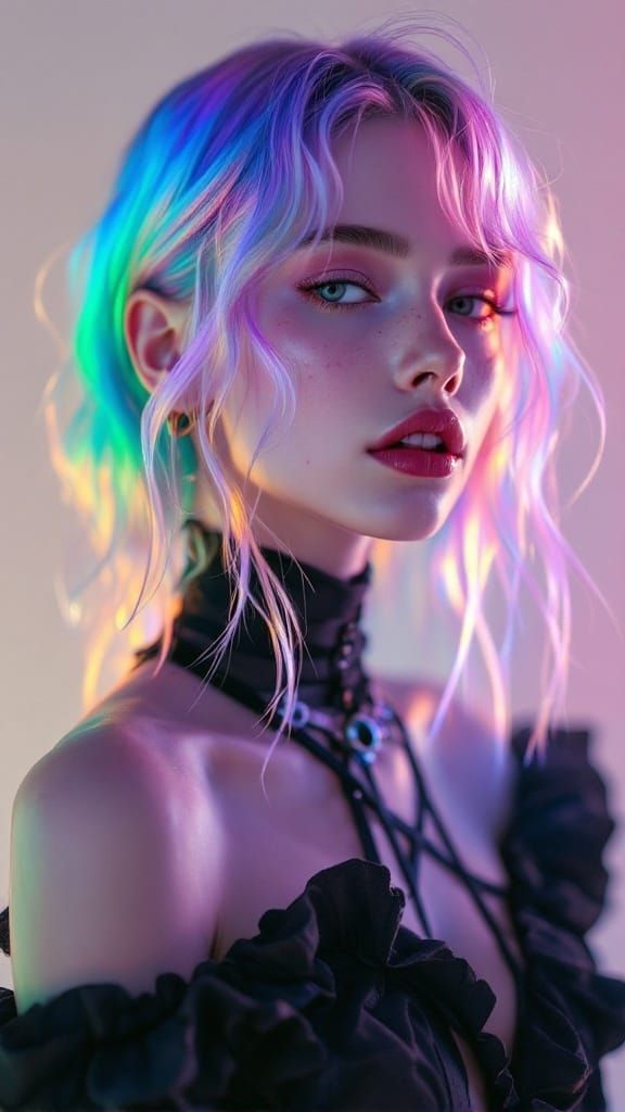 Ethereal Goddess in Vibrant Hues