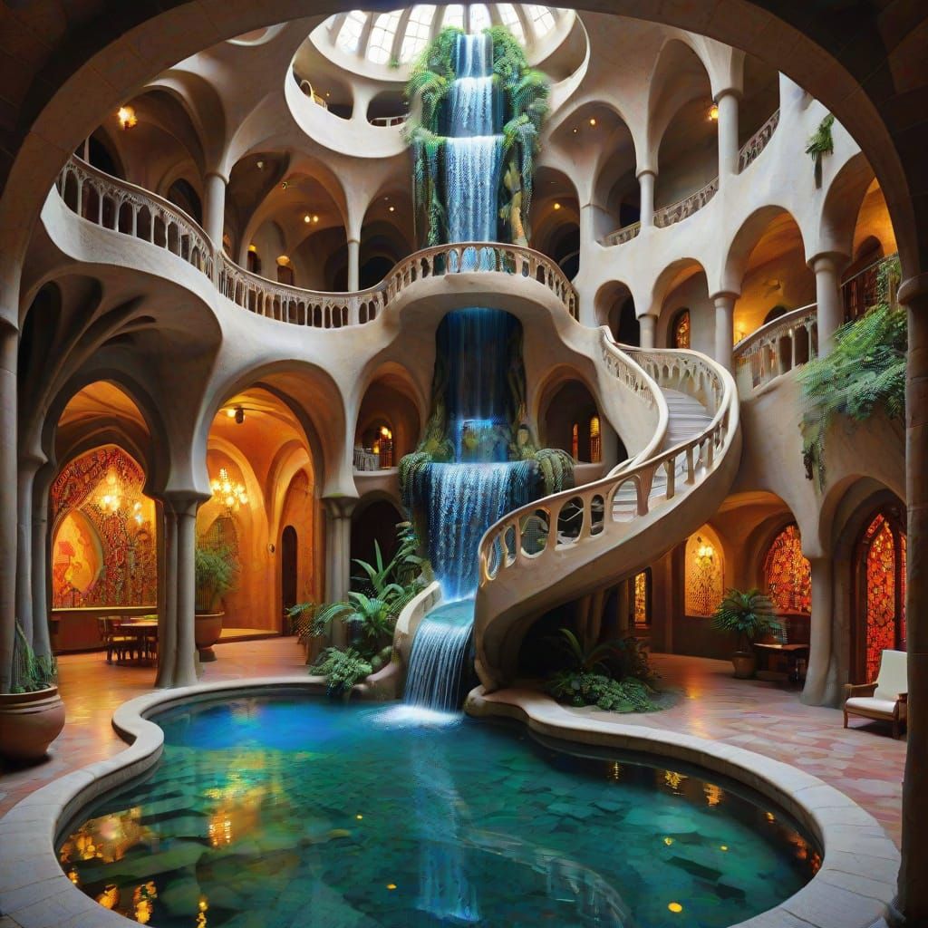 Atrium with cascade