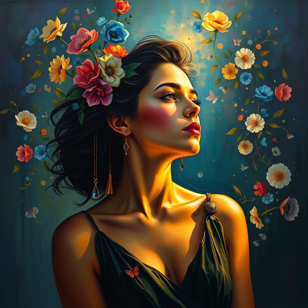 Surreal Landscape of Contemplation in Vibrant Colors