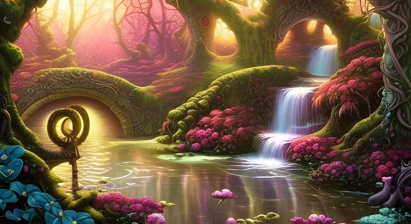 Enchanted Faerie Garden with Waterfalls