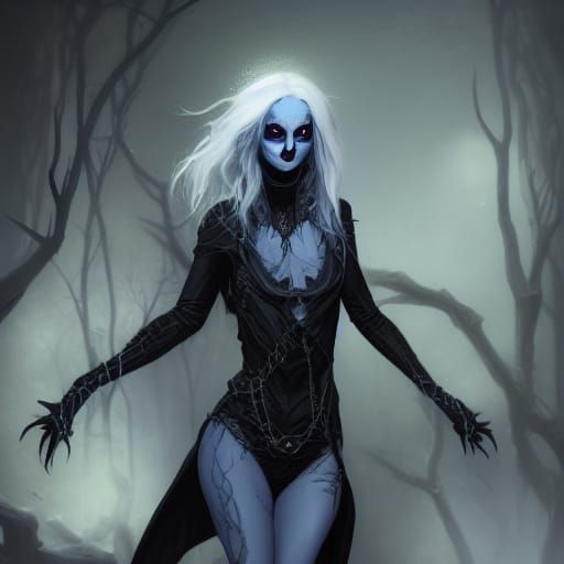 Spider Girl with Goth Style in Dark Fantasy Art