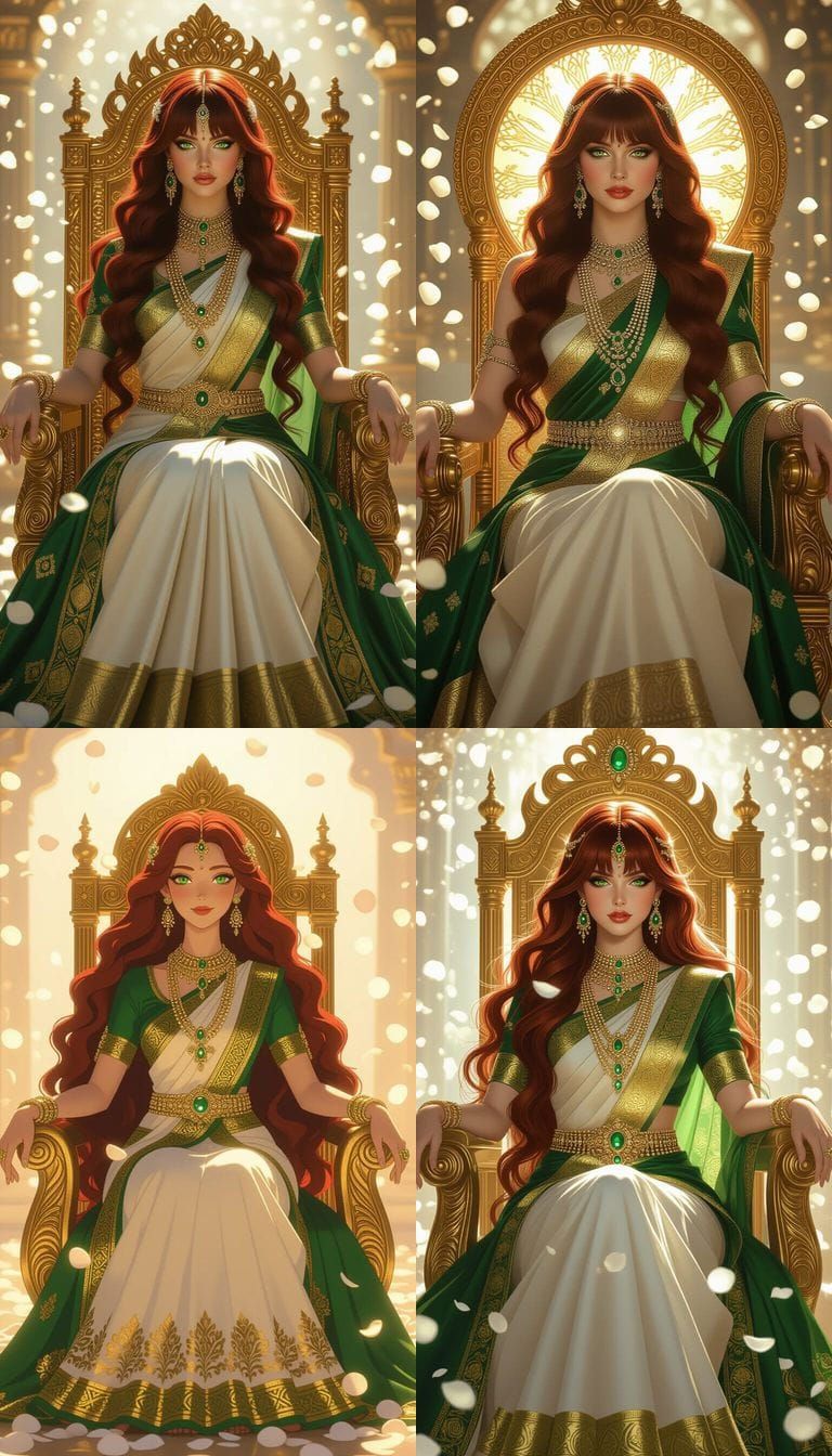 Radiant Goddess on Golden Throne