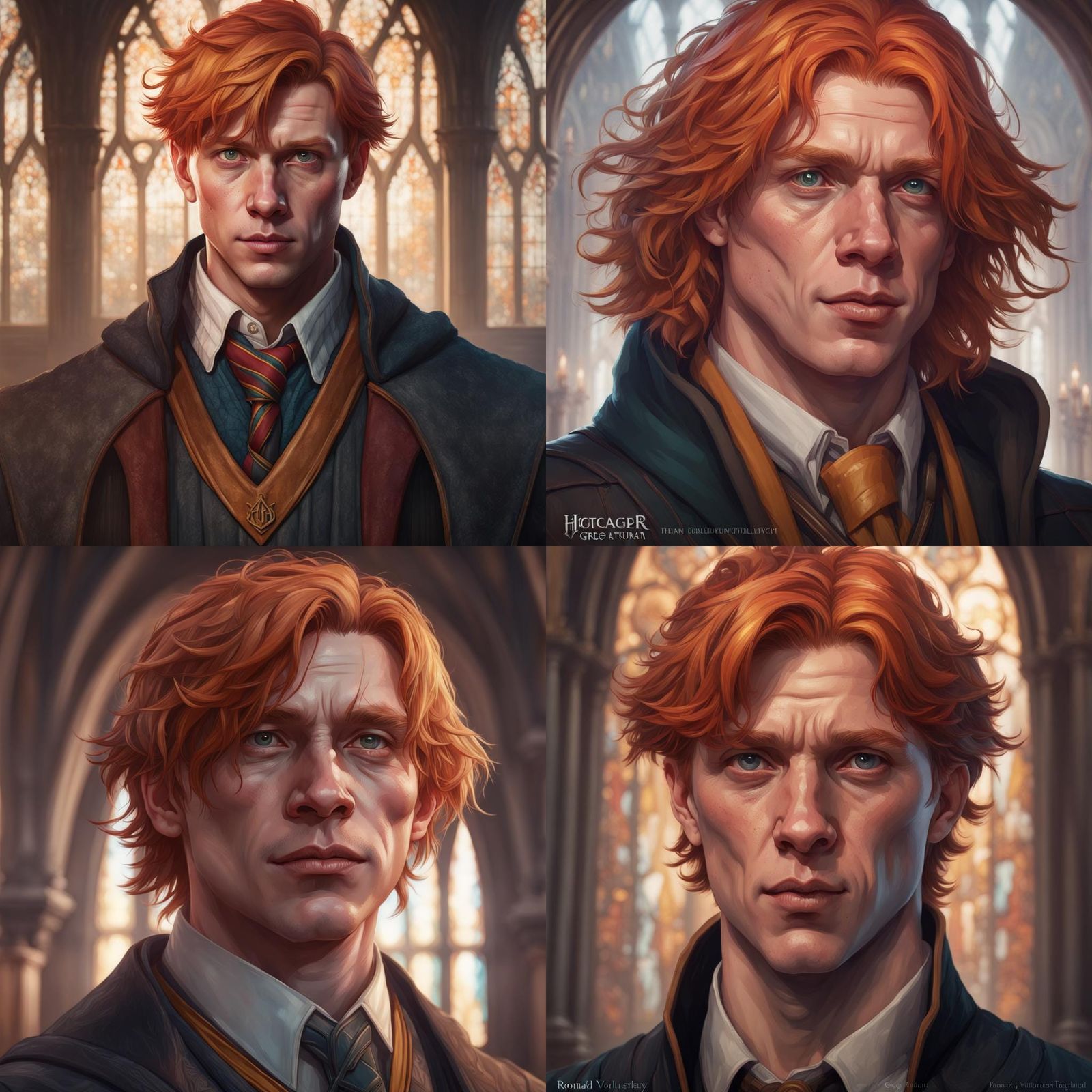 Ron Weasley Portrait in Art Nouveau Style