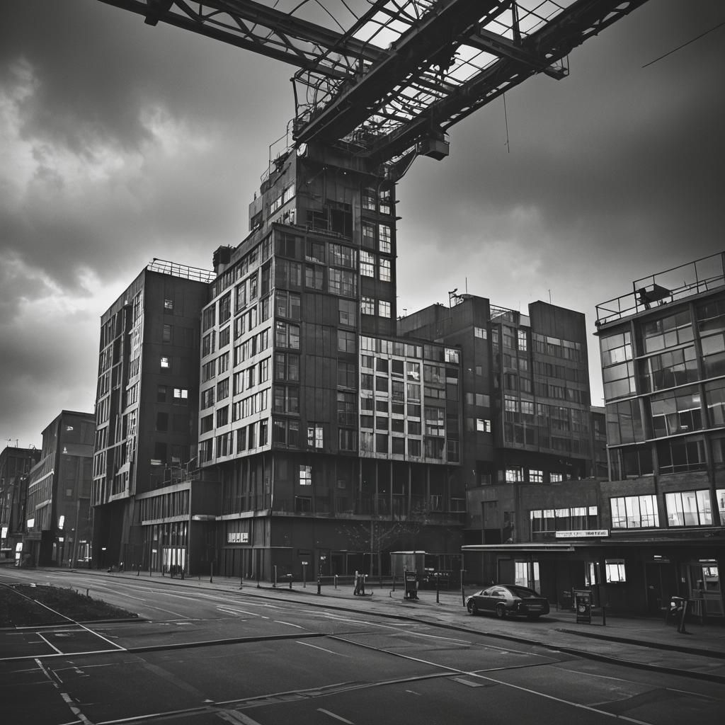 Dystopian Klokgebouw, Eindhoven: A Cinematic Black and White...