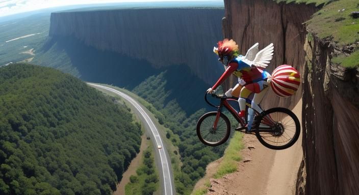 Clown's Cardboard Wings: A Cliffside Bike Ride