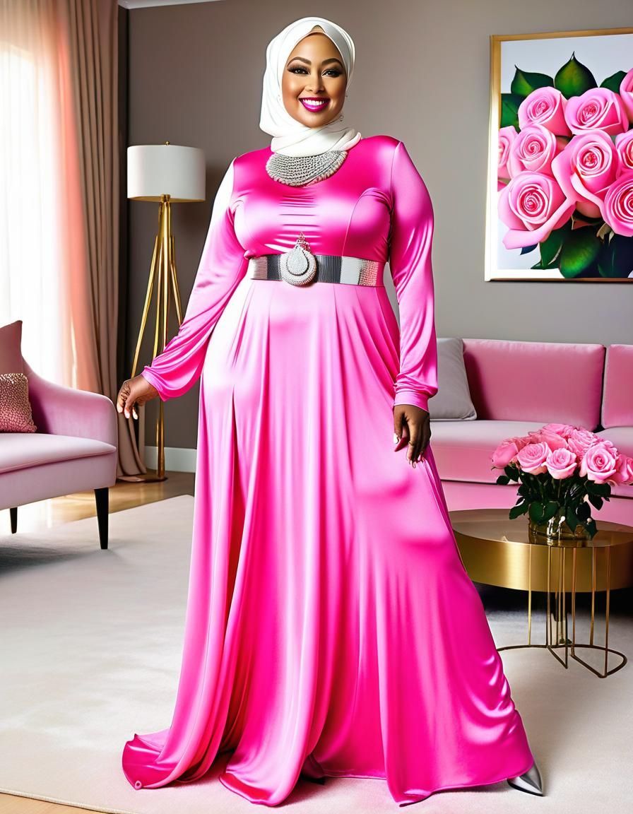 Psychedelic Portrait of Woman in Hijab with Roses