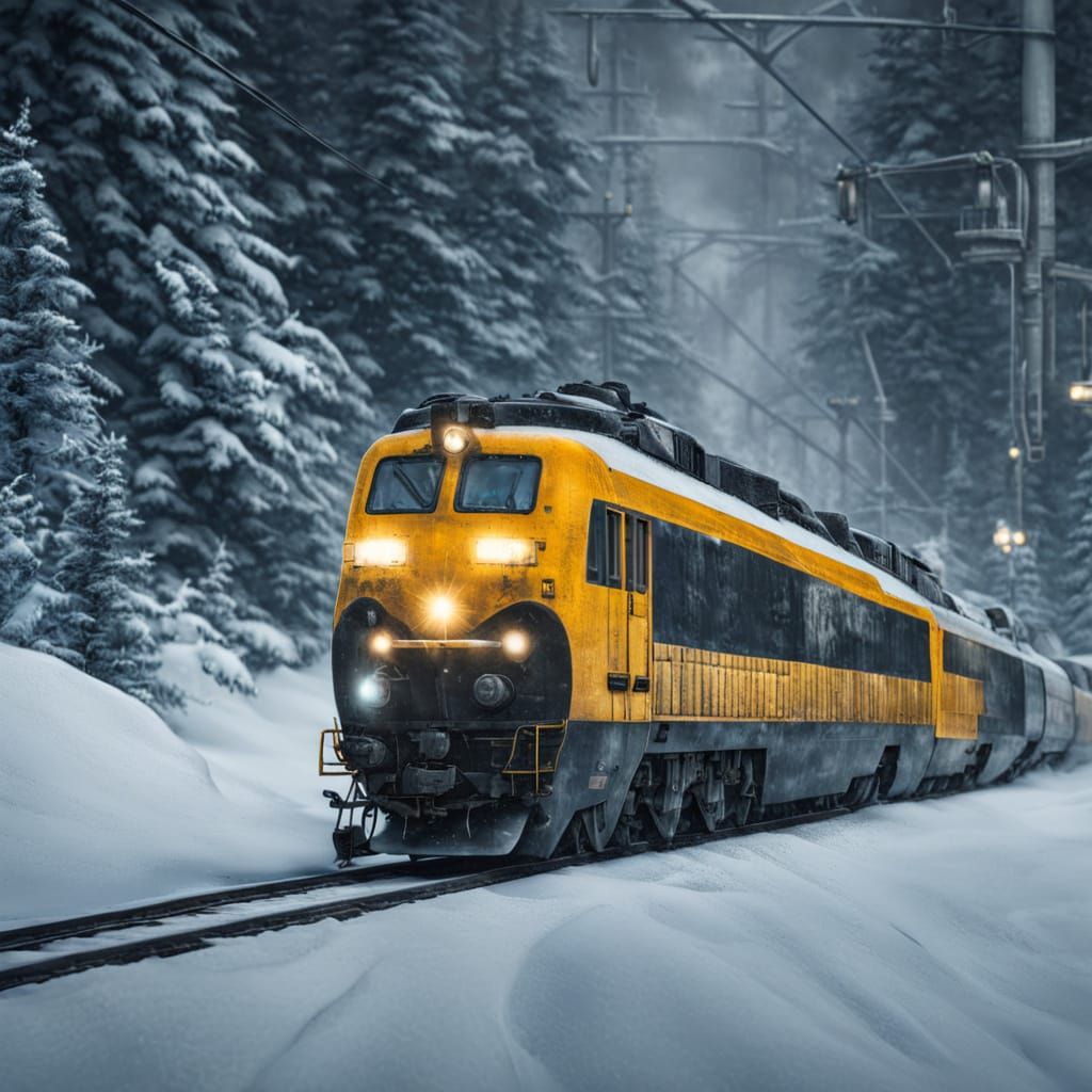 Cyberpunk Winter Train Journey