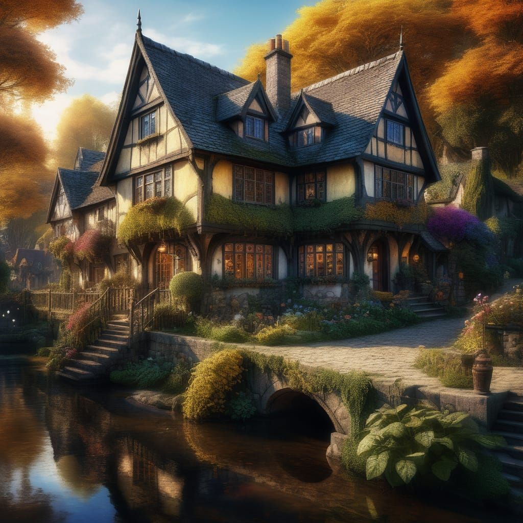 Whimsical Gothic Fantasy Architecture in English Cottage Sty...