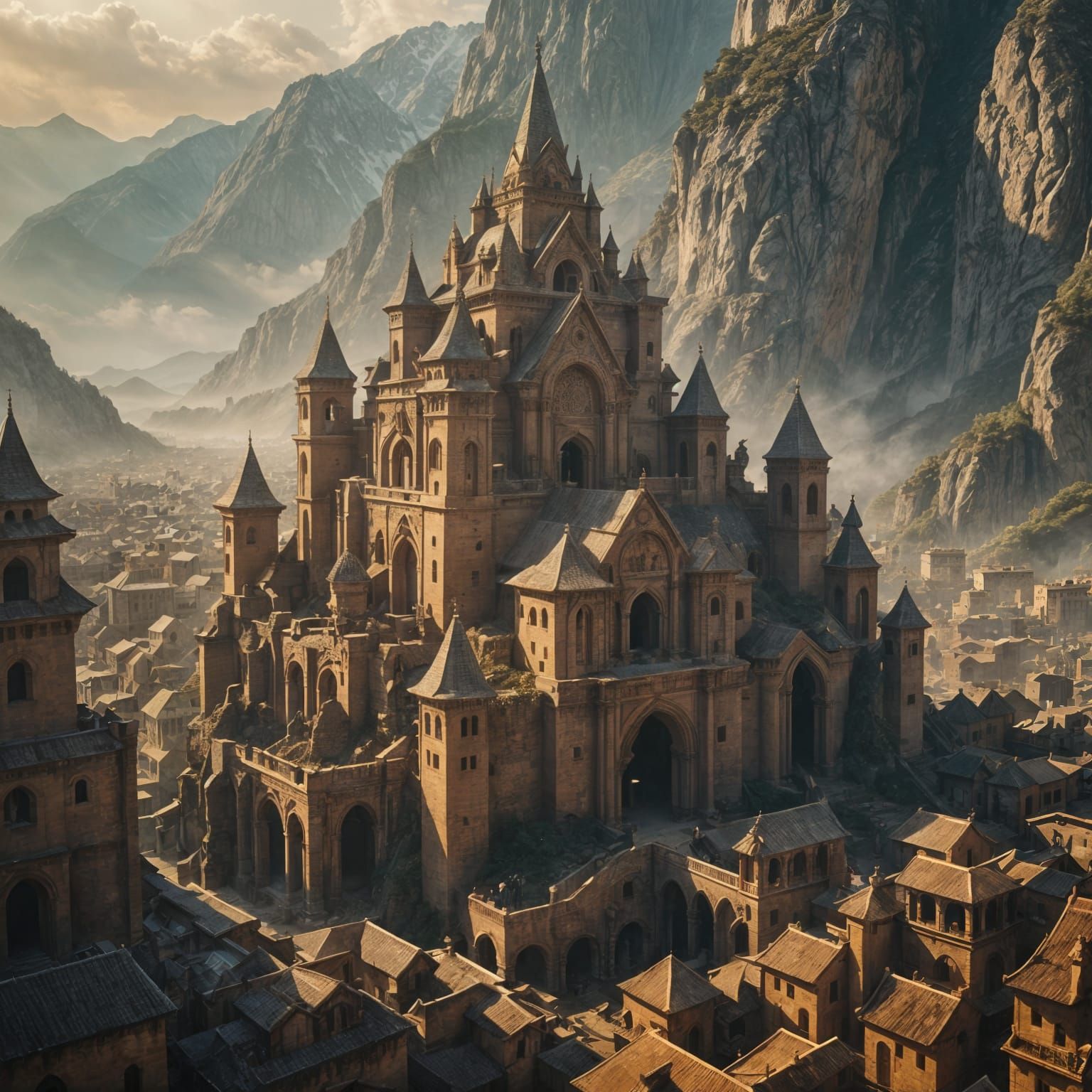 Epic Barbarian City in High Fantasy Style
