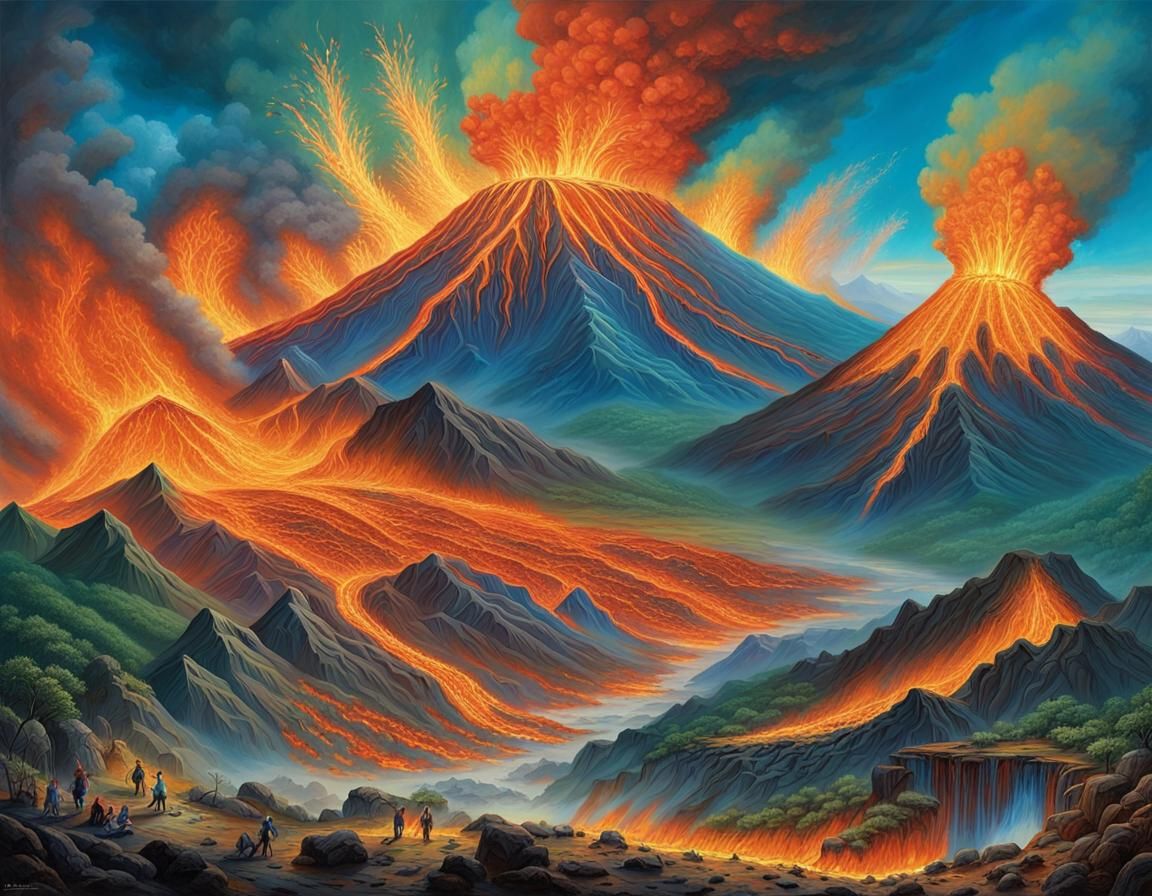 A volcanic eruption, the release of magma, gas, and ash from a volcano,  as explosive eruptions or effusive lava flows, ...