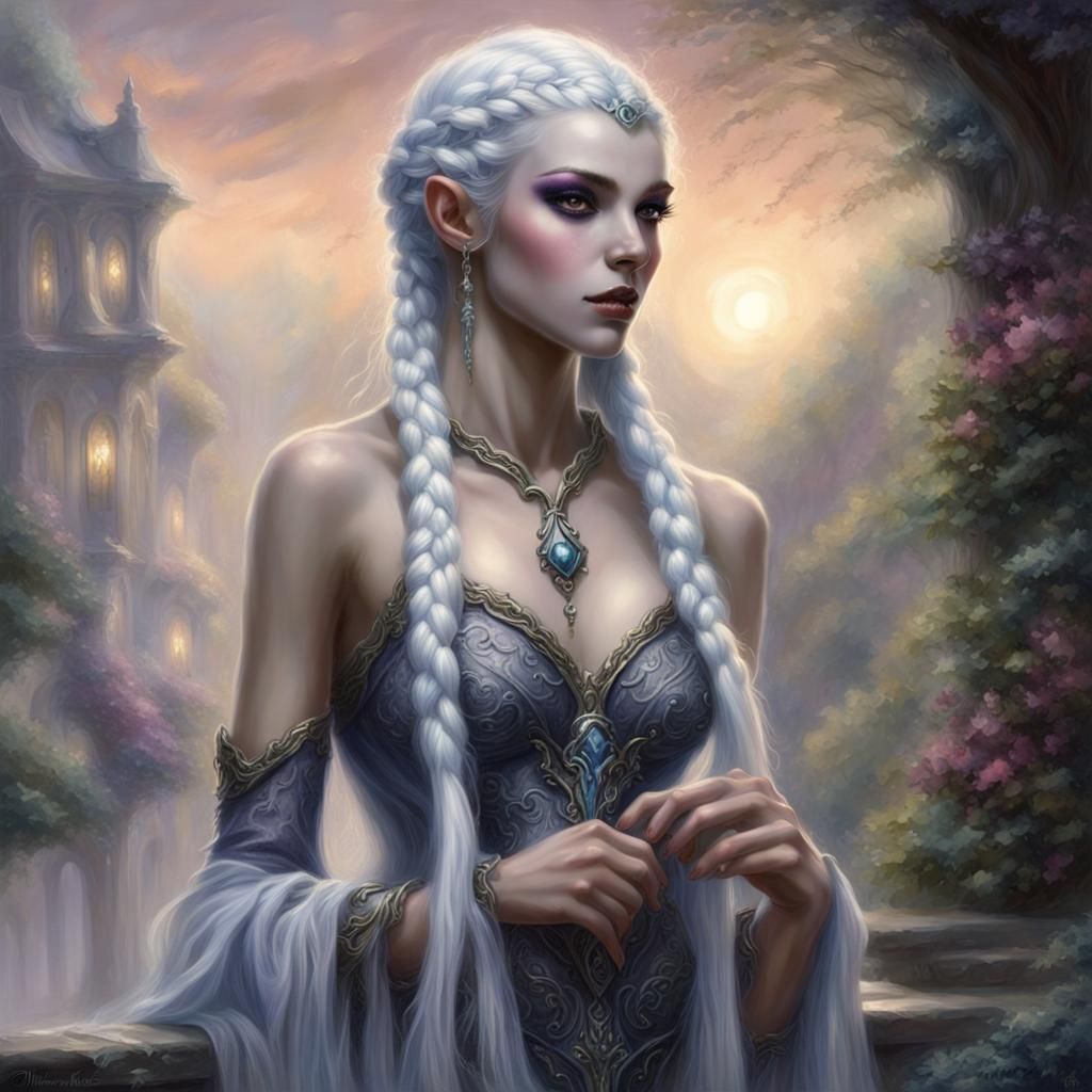 Elegant Dark Elf Lady with Braids