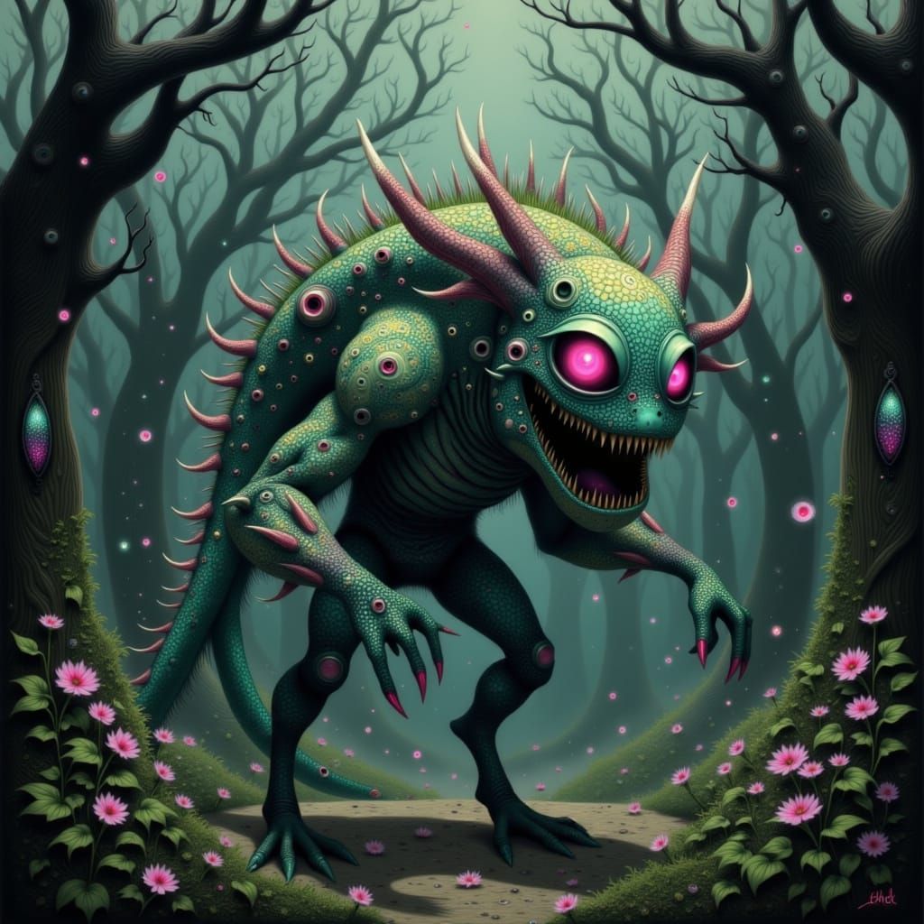 Mythical Chupacabra in Dark Fantasy Style