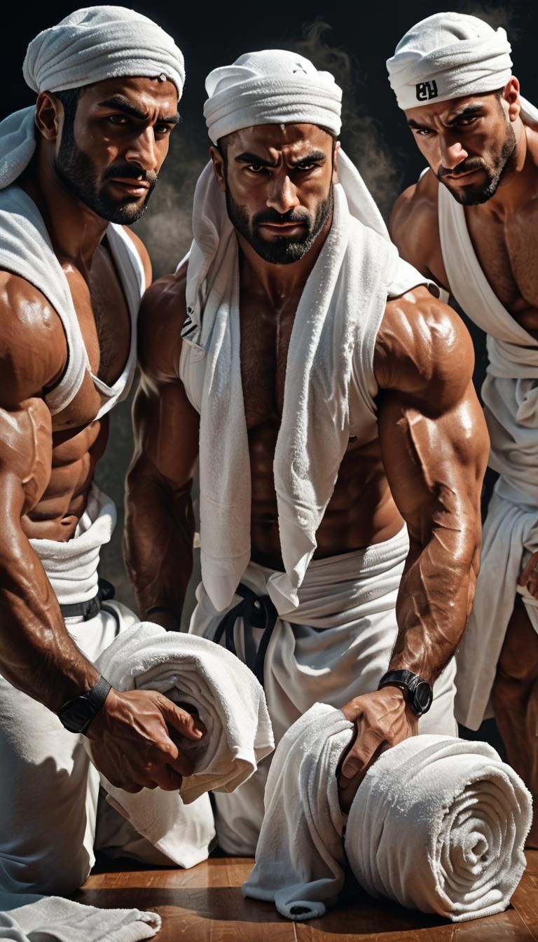 Arab Bodybuilders in Traditional Headdress: Hyper-realistic ...
