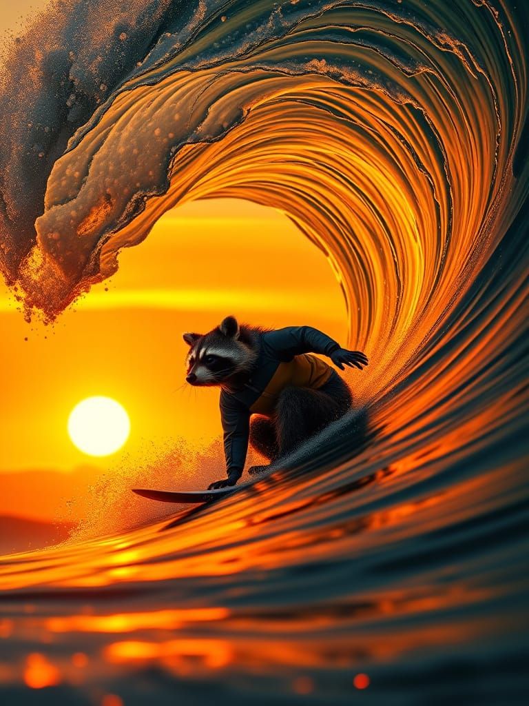 Fractal Wave Rider in Sunset Glow