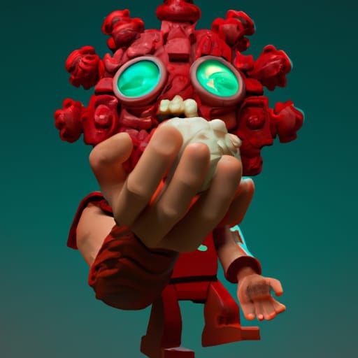 Creepy Red Lego Monster with Brain