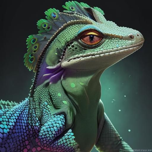Hyperrealistic Geckock Hybrid in Splash Art Style