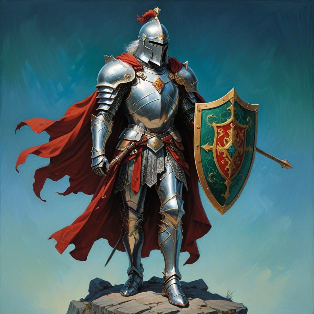 Knight & Armor On A Rock