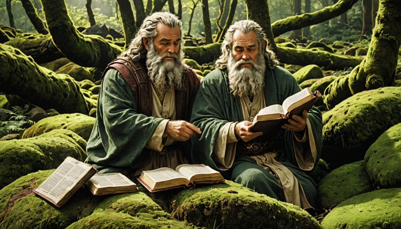 Moses and Tablets Resting on a Bed of Moss