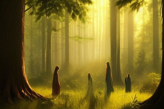 Magical Sunny Forest Folk Art