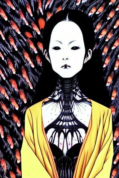 Gothic Portrait of Woman Made of Crows