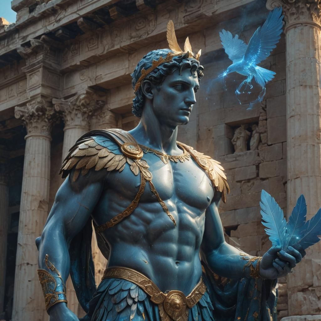 Hermes Statue in Mystical Realm Concept Art