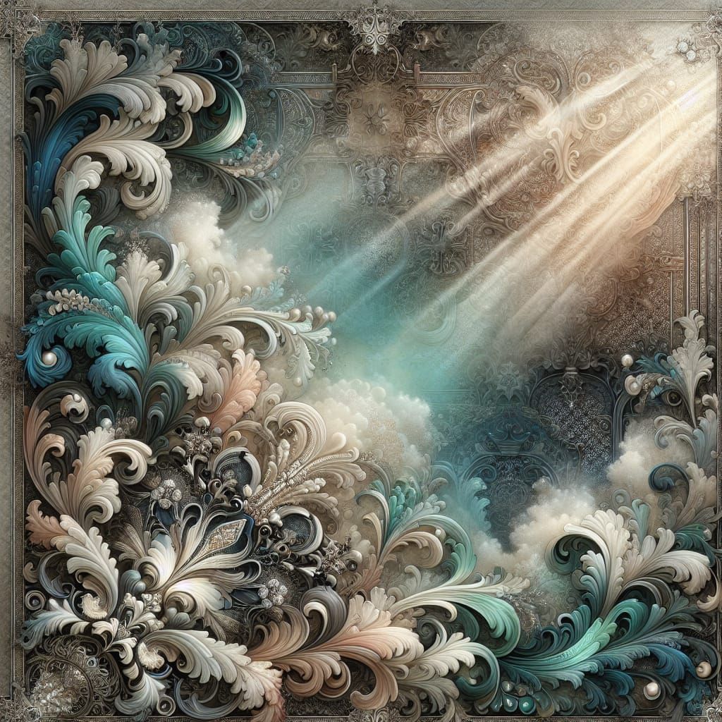 Ornate Filigree Digital Paper with Silver Foil Accents