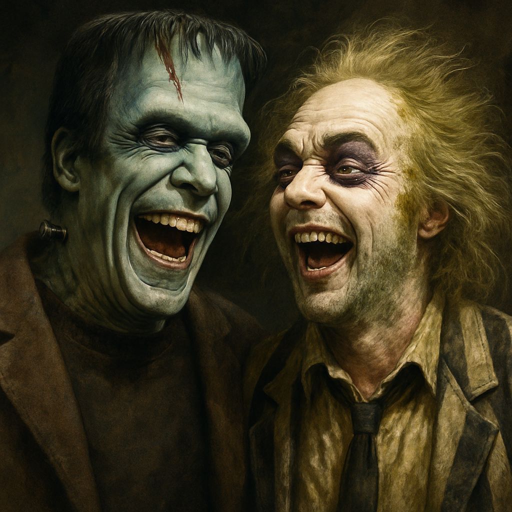 Herman Munster and Beetlejuice Laughing Together