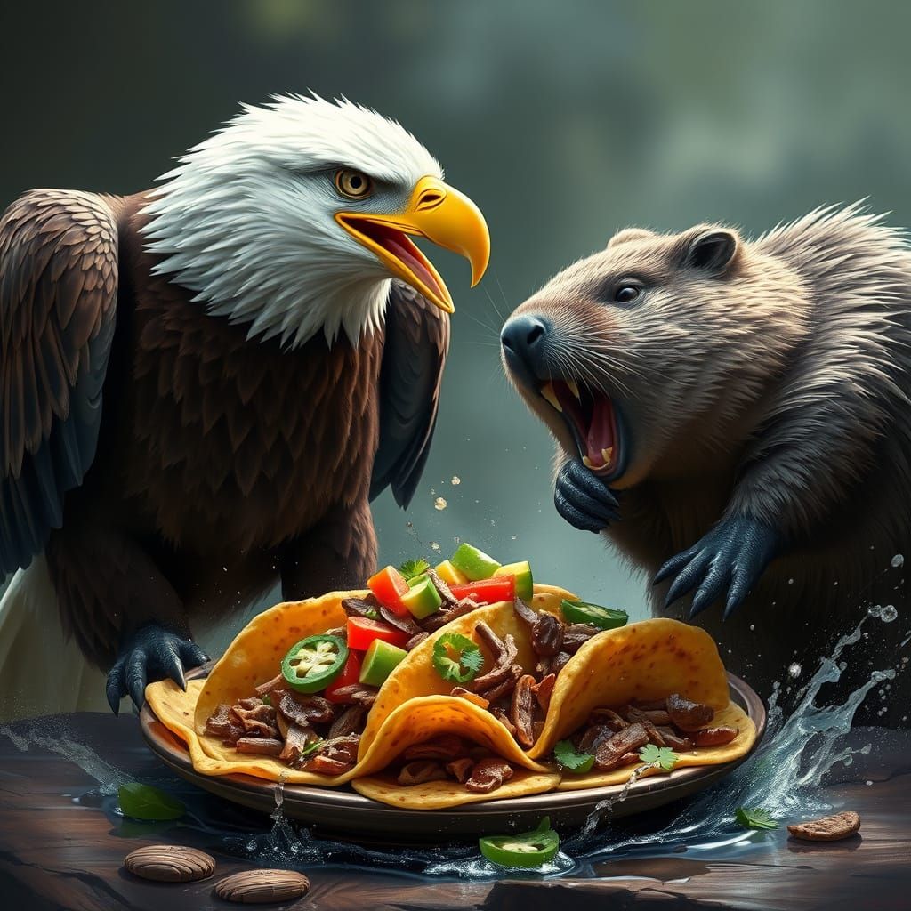Fantastical Battle for Tacos: Eagle and Beaver Clash
