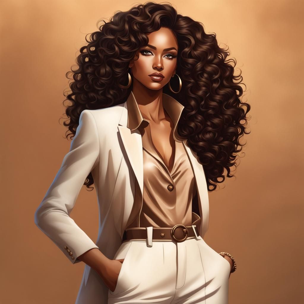 Woman in Cream Pantsuit Concept Art