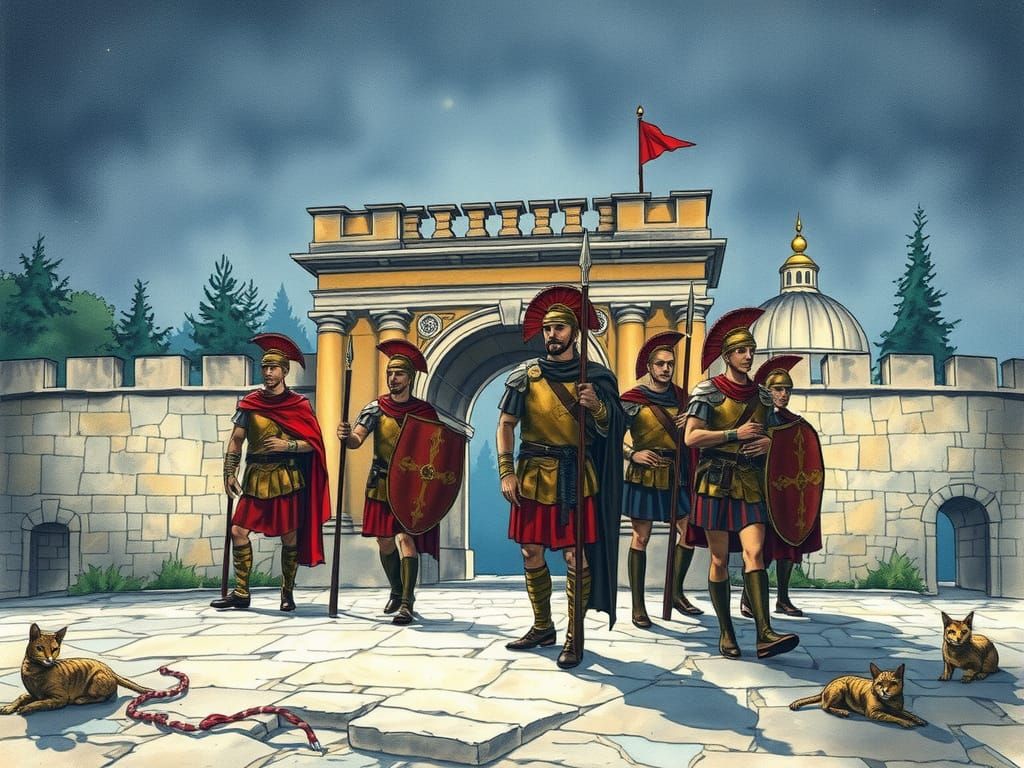 Roman Legionaries Stand Vigilant at the Gate